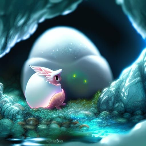 Dragon Baby Hatching in Blue Crystal Cave