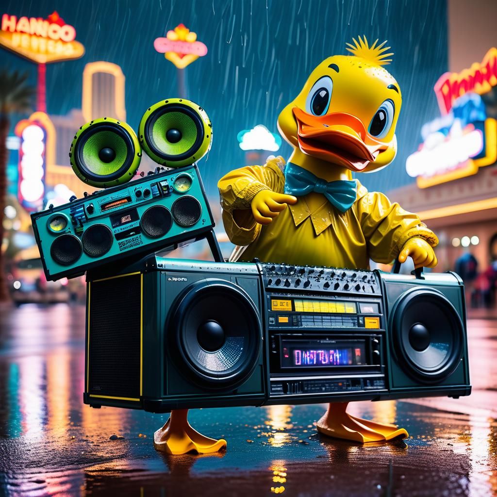 Duck Breakdancing in Rainy Las Vegas Photo