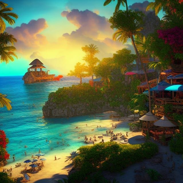 Negril, Jamaica: Fantastical Matte Painting in Deep Color