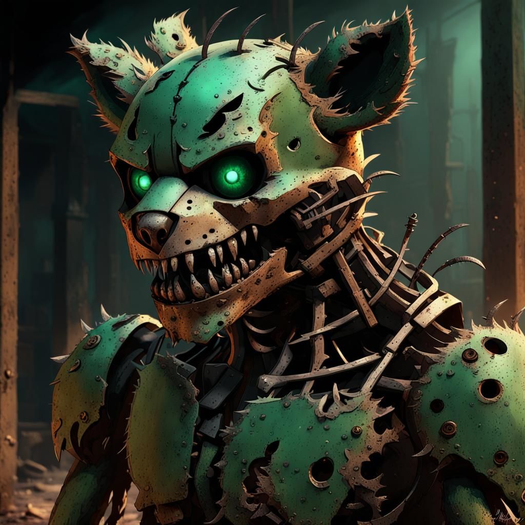 Decayed Freddy Animatronic with Emerald Fur