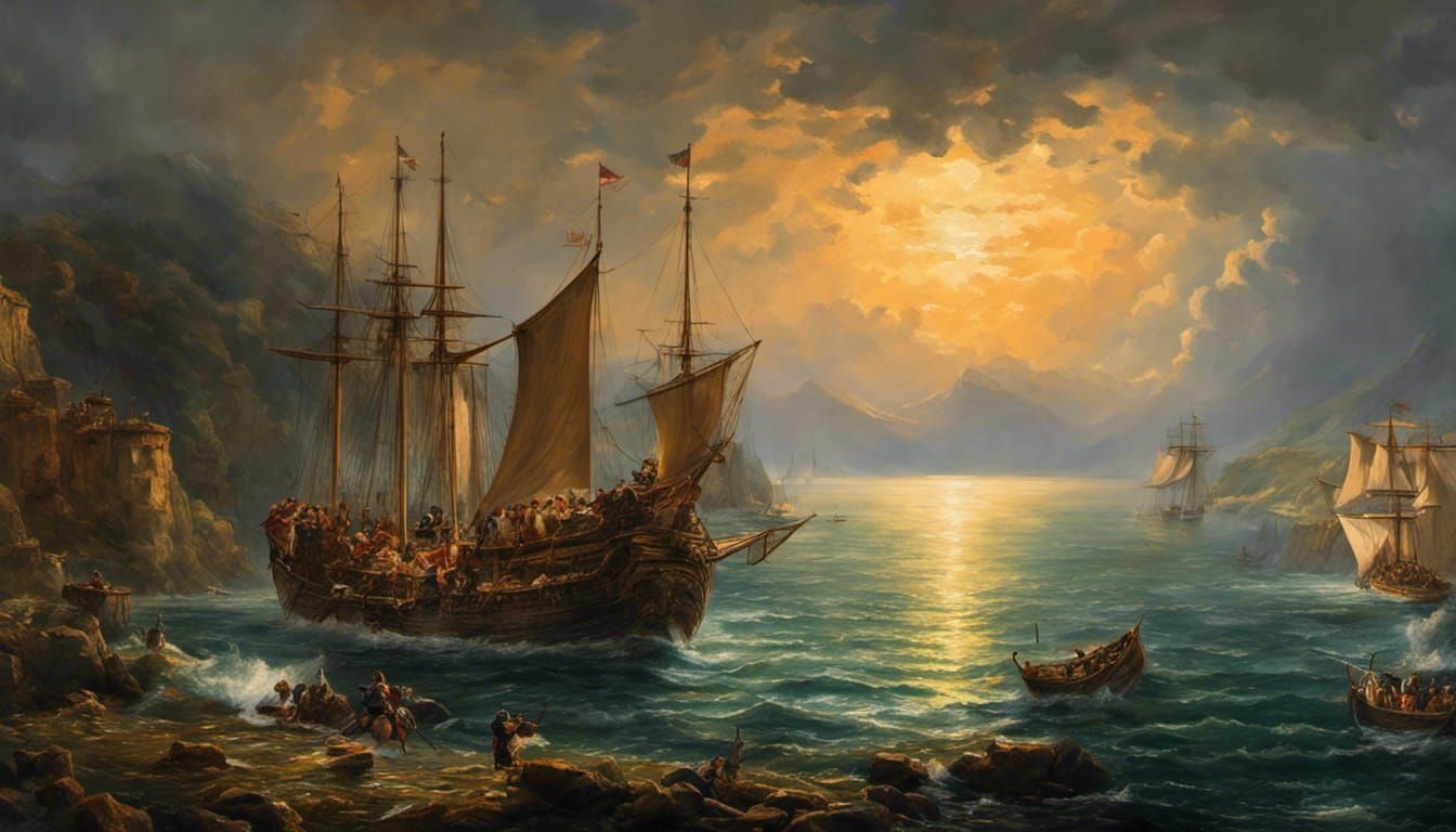 Tempestuous Sea of Galilee: Rembrandt-Inspired Gouache Paint...