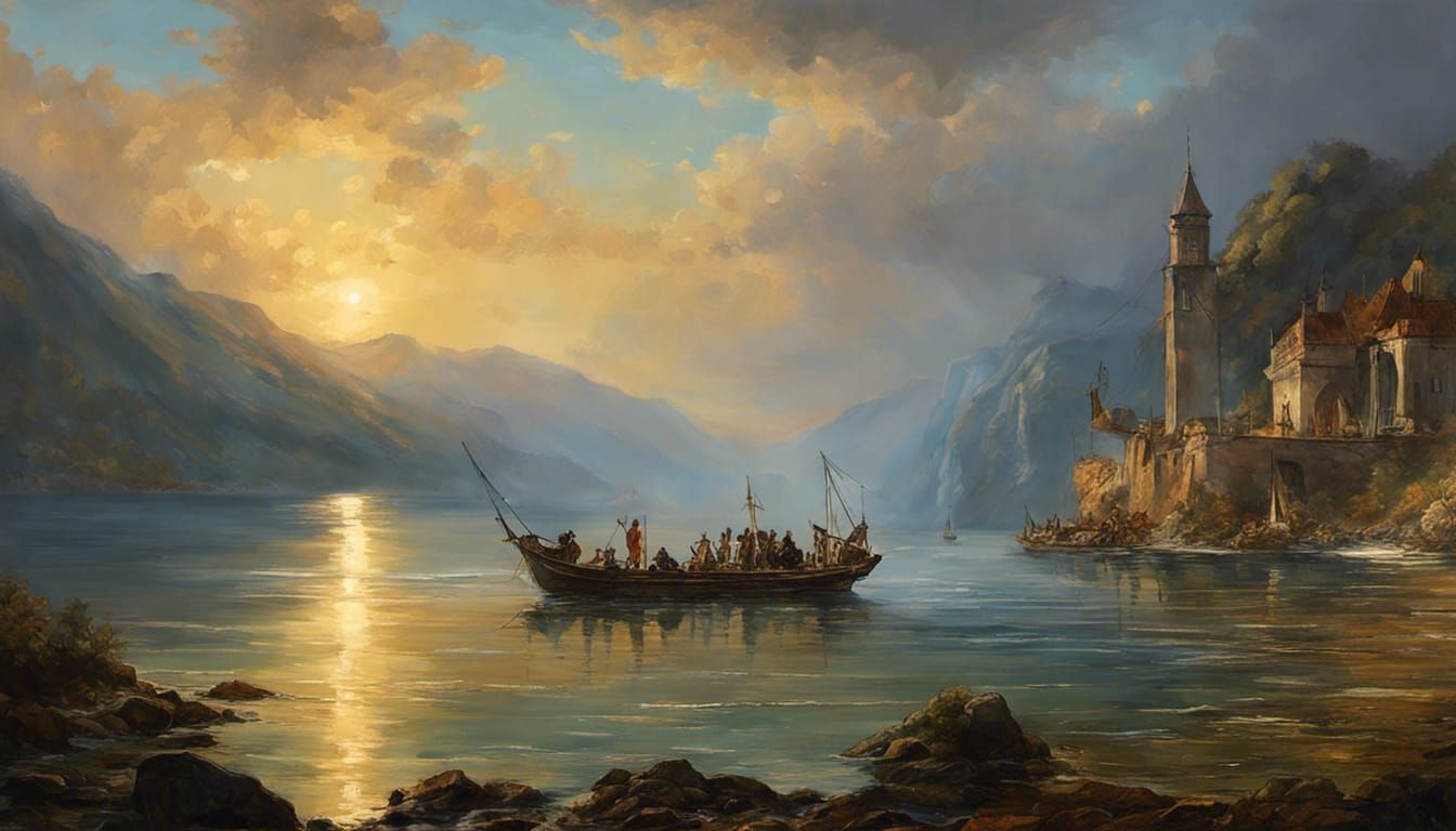 Tempestuous Sea of Galilee: Rembrandt-Style Impressionist Pa...