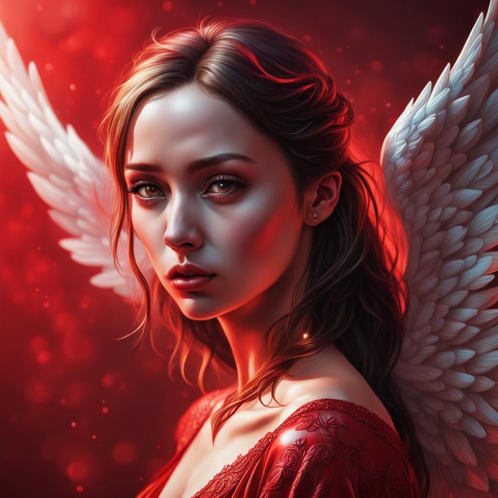 she is  an angel in red