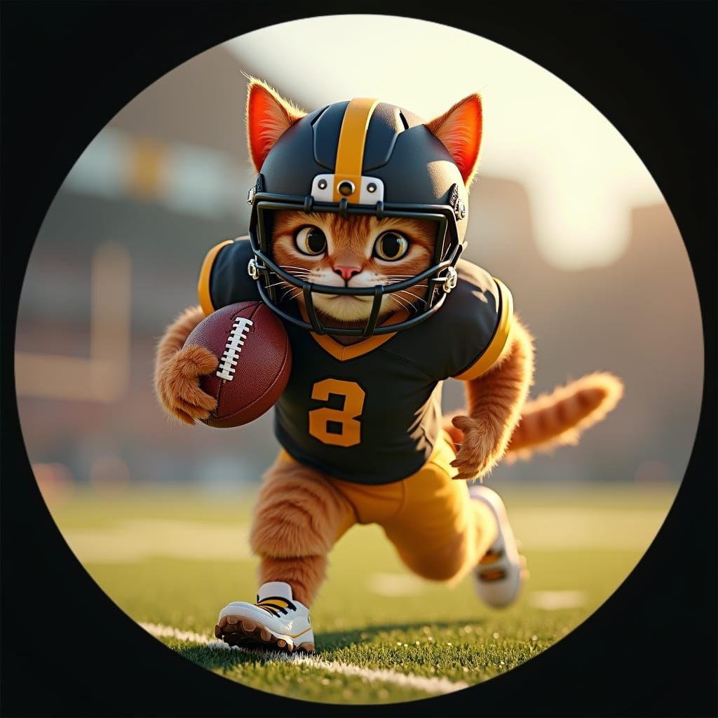 Pixar-Style 3D Cat Fantasy Football Logo