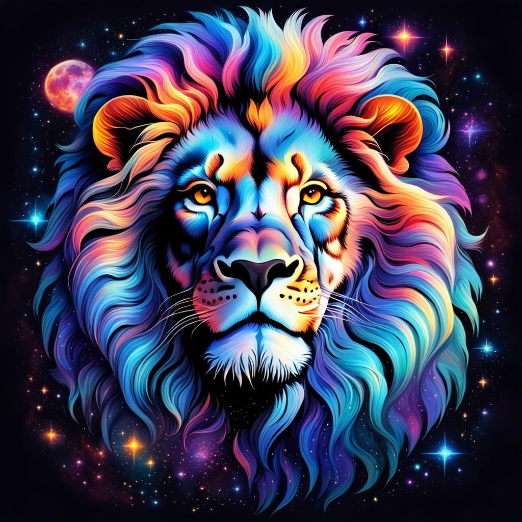 Cosmic Lion Made of Stars and Nebulae