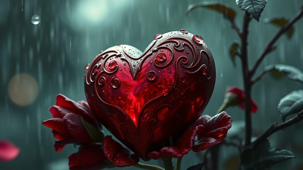 God's Enduring Love in the Rain, in a Hyperrealistic Style
