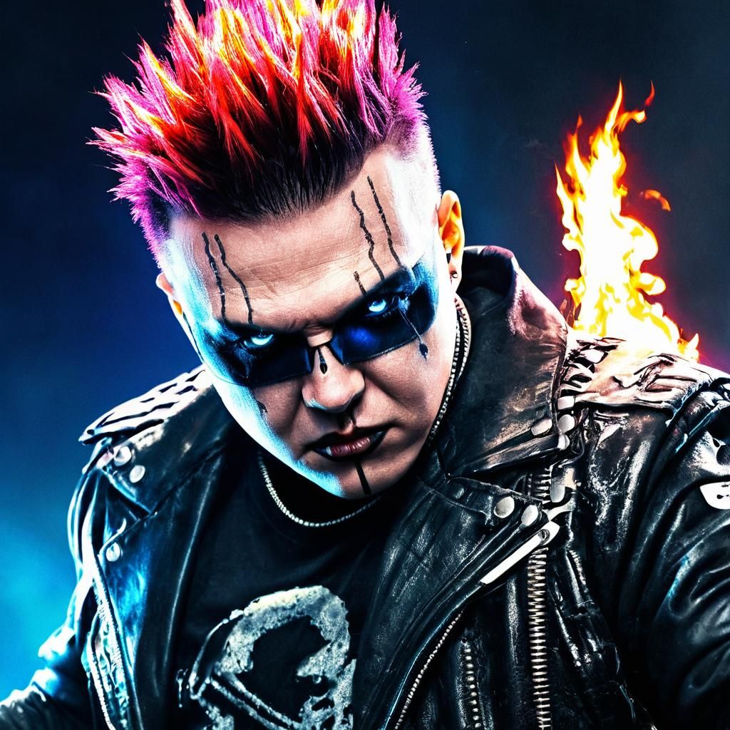 Cyberpunk AI Punk Rocker Portrait on Stage