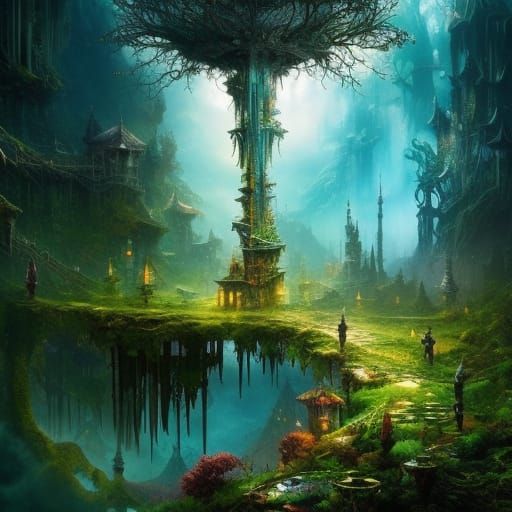 Magic Shroom City Inside Nature Portal Vortex