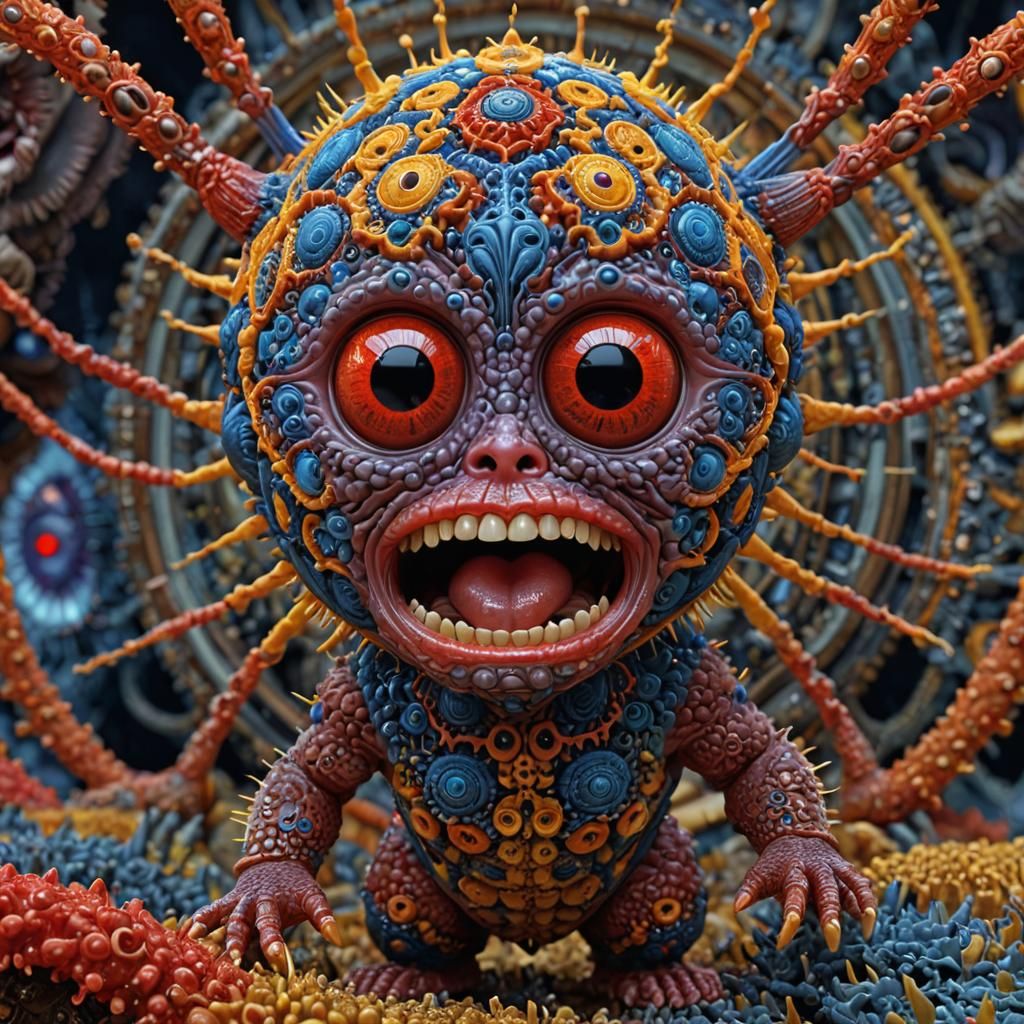 Trippy Viral Bug: Kewpie in Mandelbulb Style