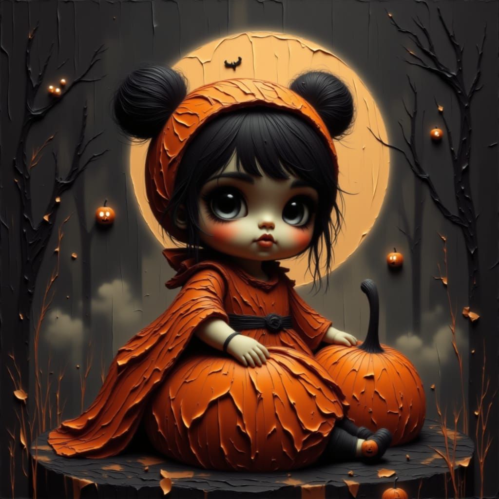 Cute Baby in Spooky Halloween Pumpkin Costume