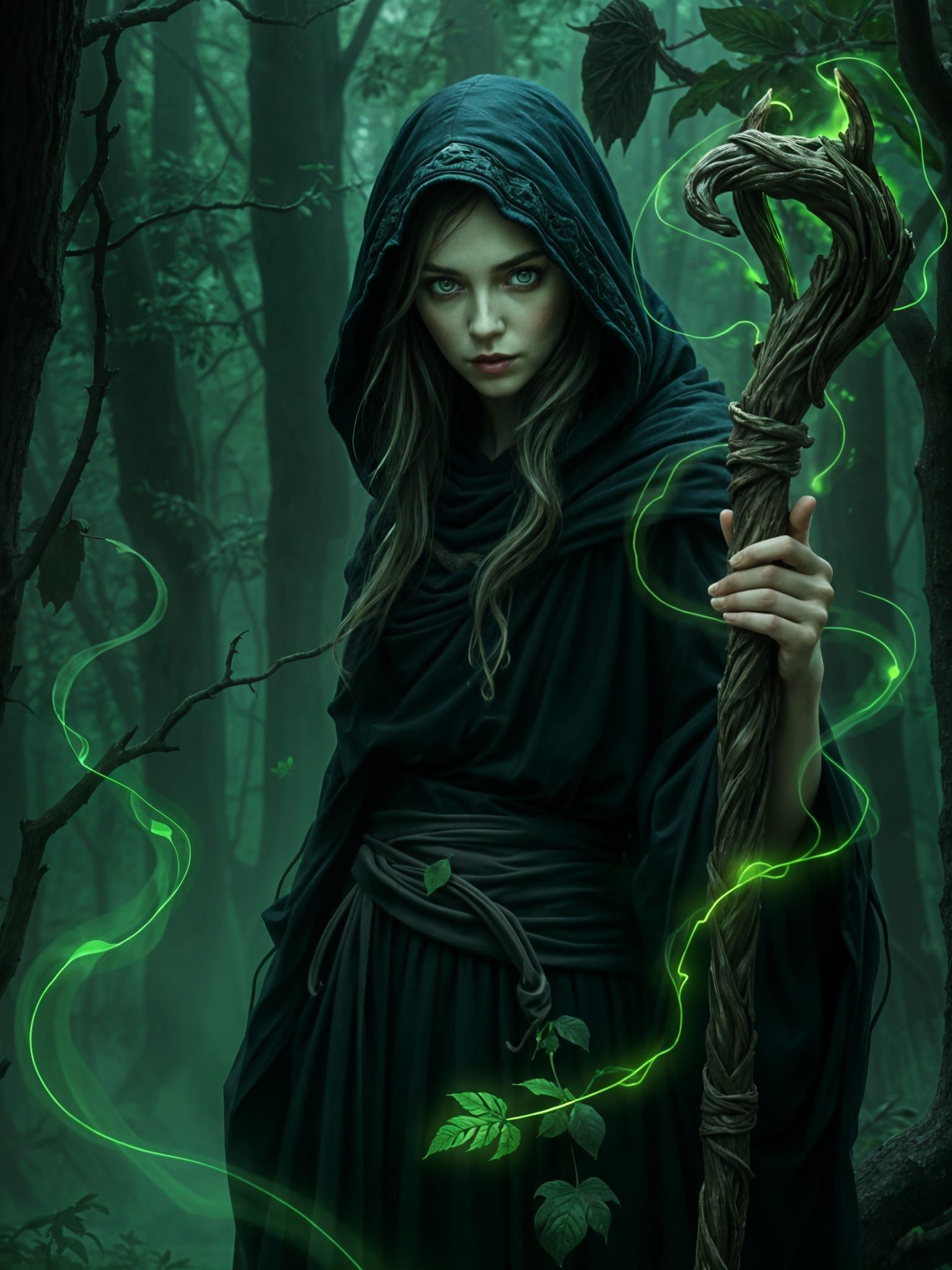 Forest Sprite Grim Reaper in Misty Forest