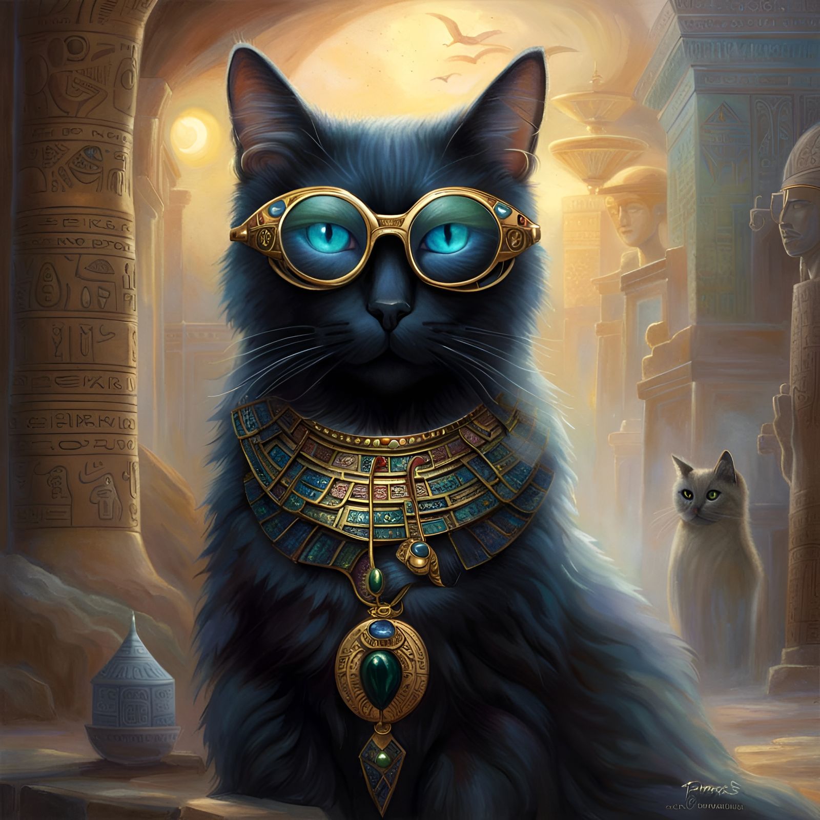 Egyptian Cat in Sunglasses: Ethereal Fantasy Art