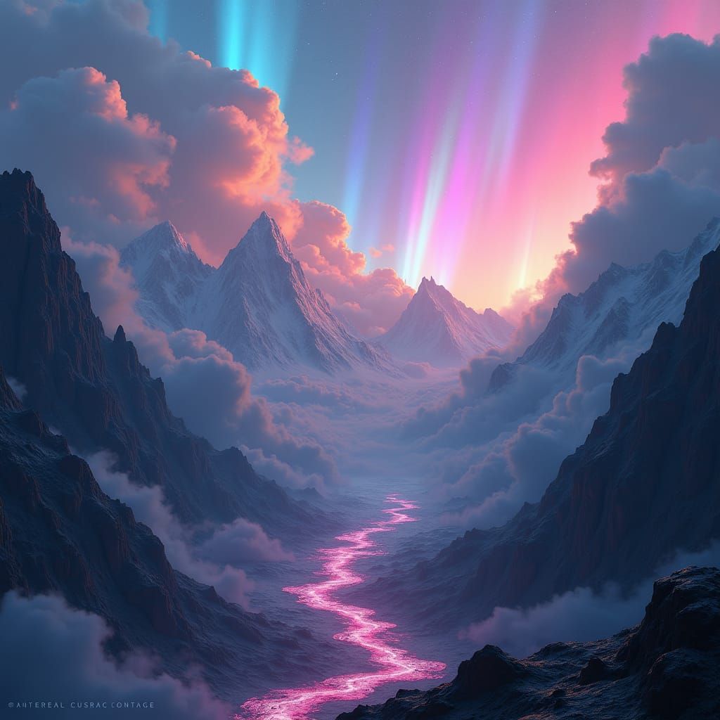 Ethereal Elementscape with Aurora-Lit Skies