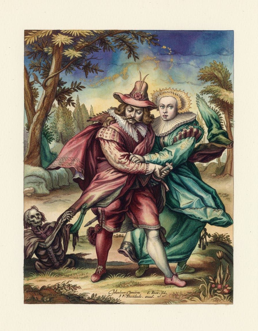 Vintage Eerie Alcohol Ink Watercolor Illustration