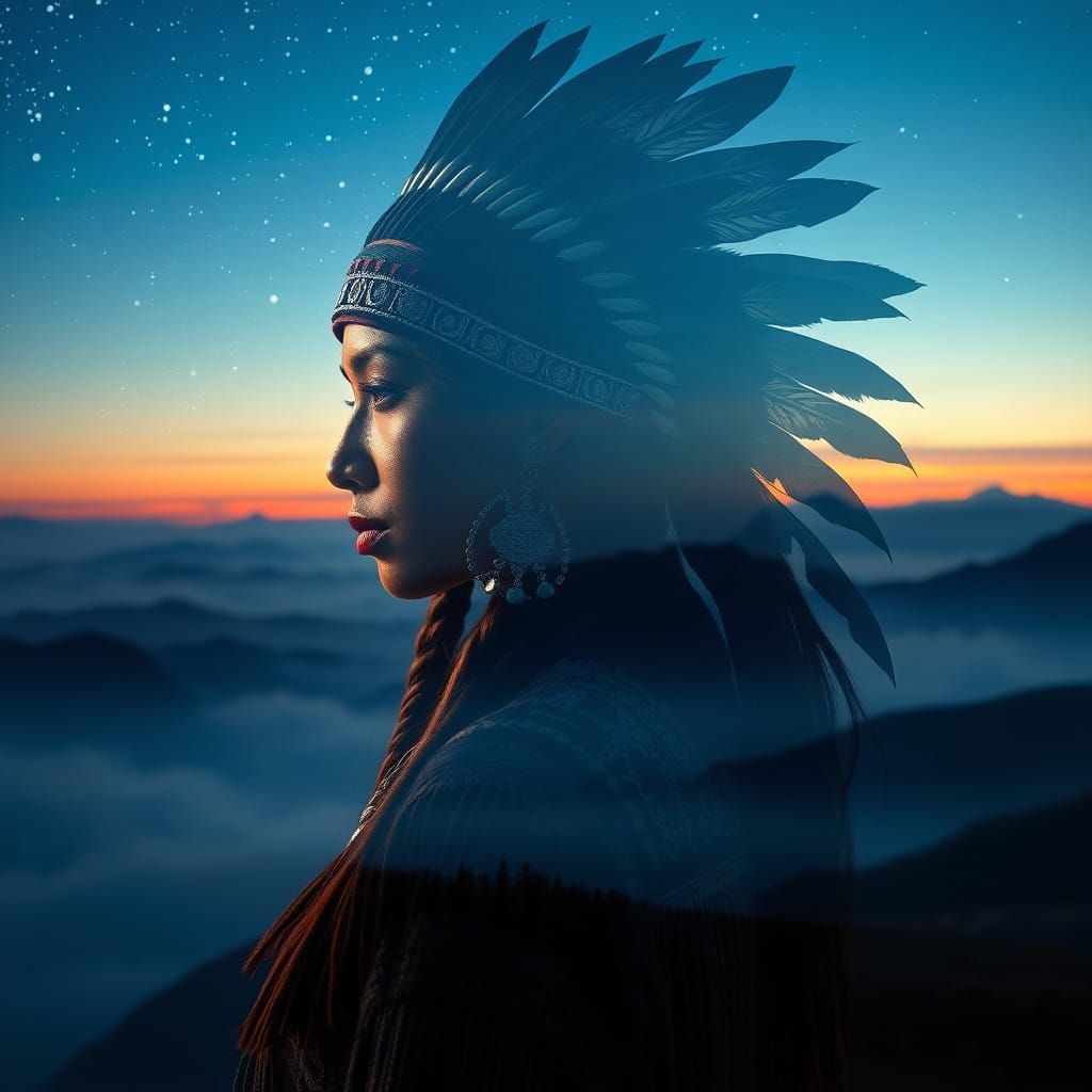 Native American Princess in Dreamy Wonderland