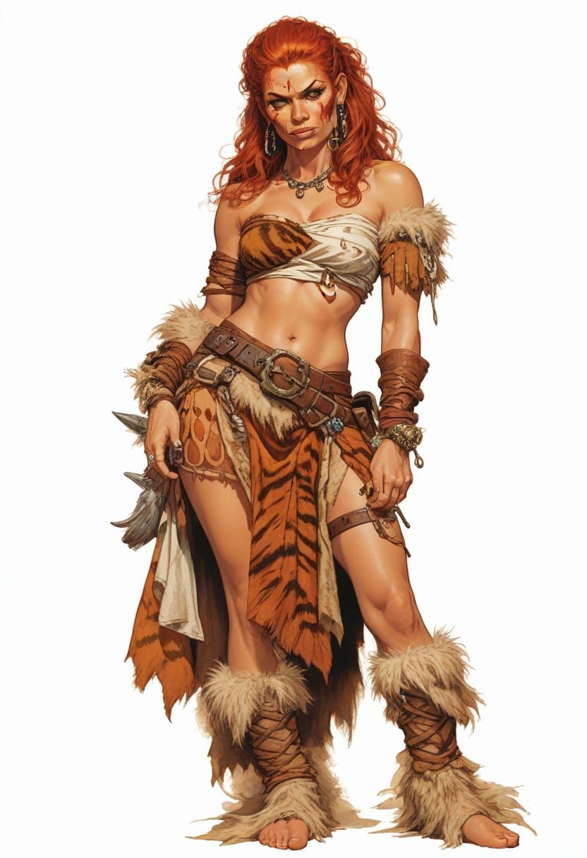 Heroic Cavewoman Pirate in Fantasy Illustration