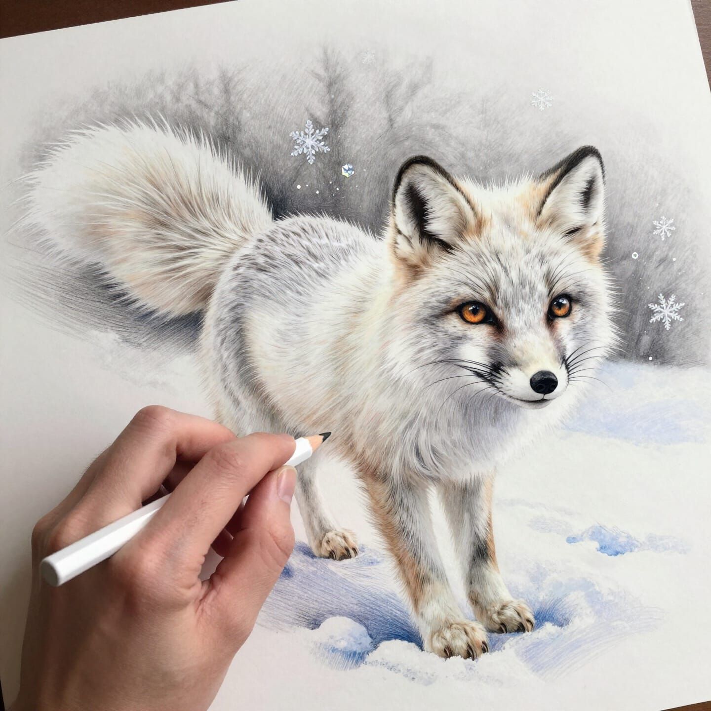 Hyper-Realistic Arctic Fox Materializes from Paper