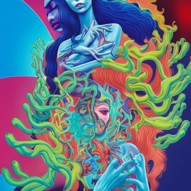 Vibrant Optical Illusion in Complex Digital Art