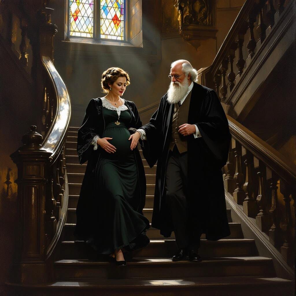 Dumbledore Aids Pregnant McGonagall Down Grand Staircase