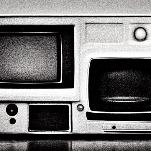 Retro Television Landscape in a Haze of Fog and Electronic S...