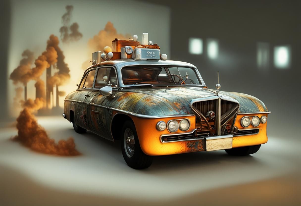 Surreal Racing Cars Ascend in a Magical Landscape