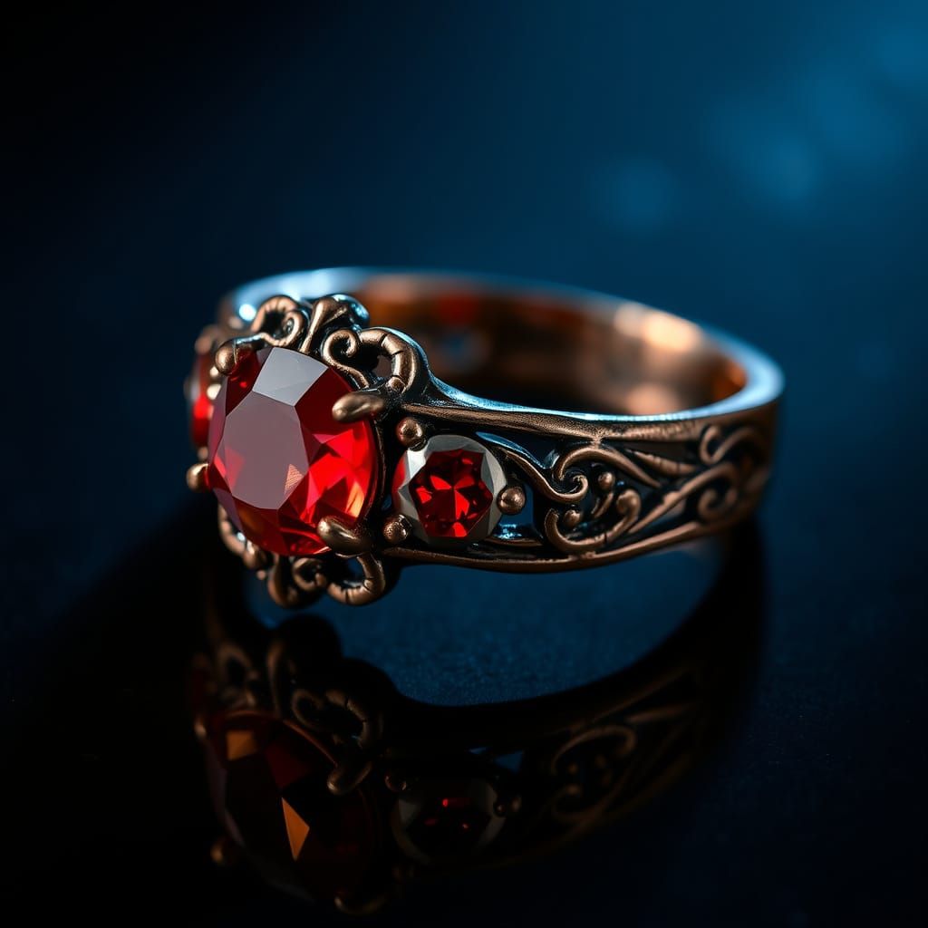 Elegant French-Inspired Copper Ring with Red Cubic Zirconia