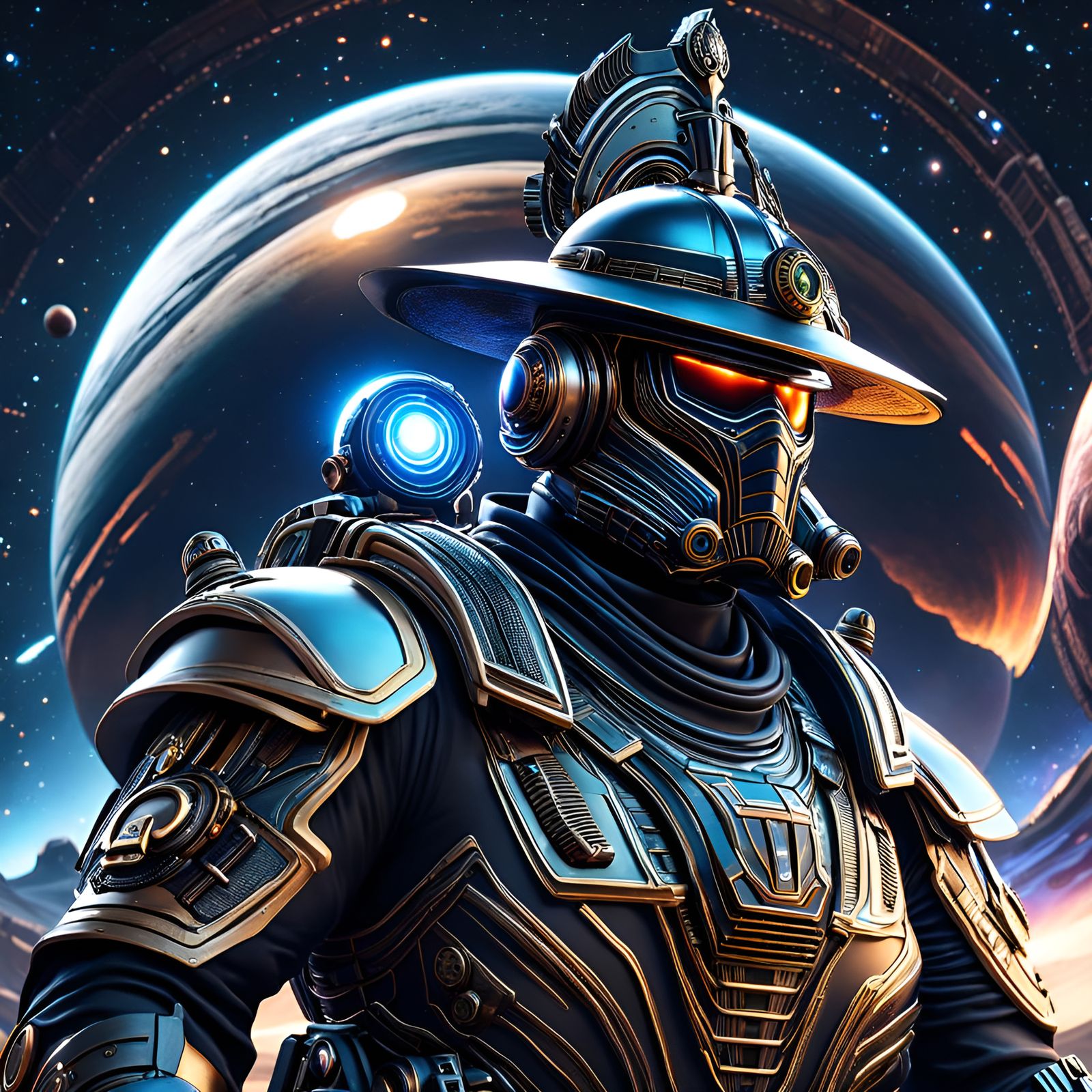 Futuristic Cop in Spaceship Cockpit, Giger Style