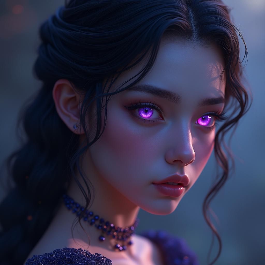 Woman with Violet Eyes in an Epic Cinematic Style
