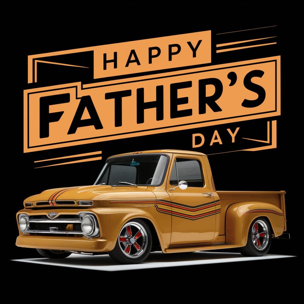 Vintage 1965 Truck with Father's Day Banner
