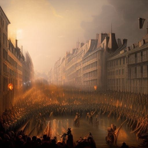 French Revolution Fantasy Matte Painting in Neon Colors