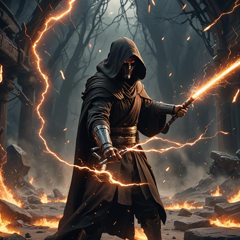 Dark Jedi Master Unleashes Electric Fury