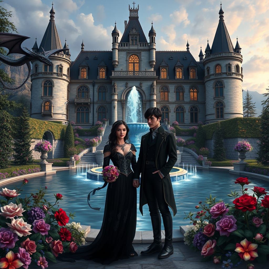 Elegant Castle Duos in Whimsical Florals and Dark Elegance