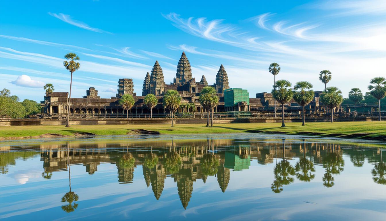 Angkor Wat Temple Complex Reflected in Water