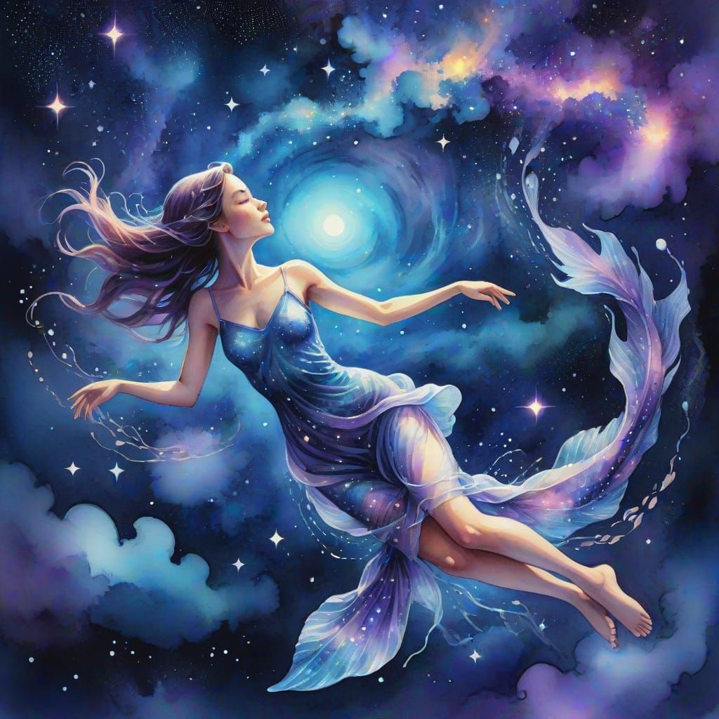 Starry Night Goddess Dives into Cosmic Dreams