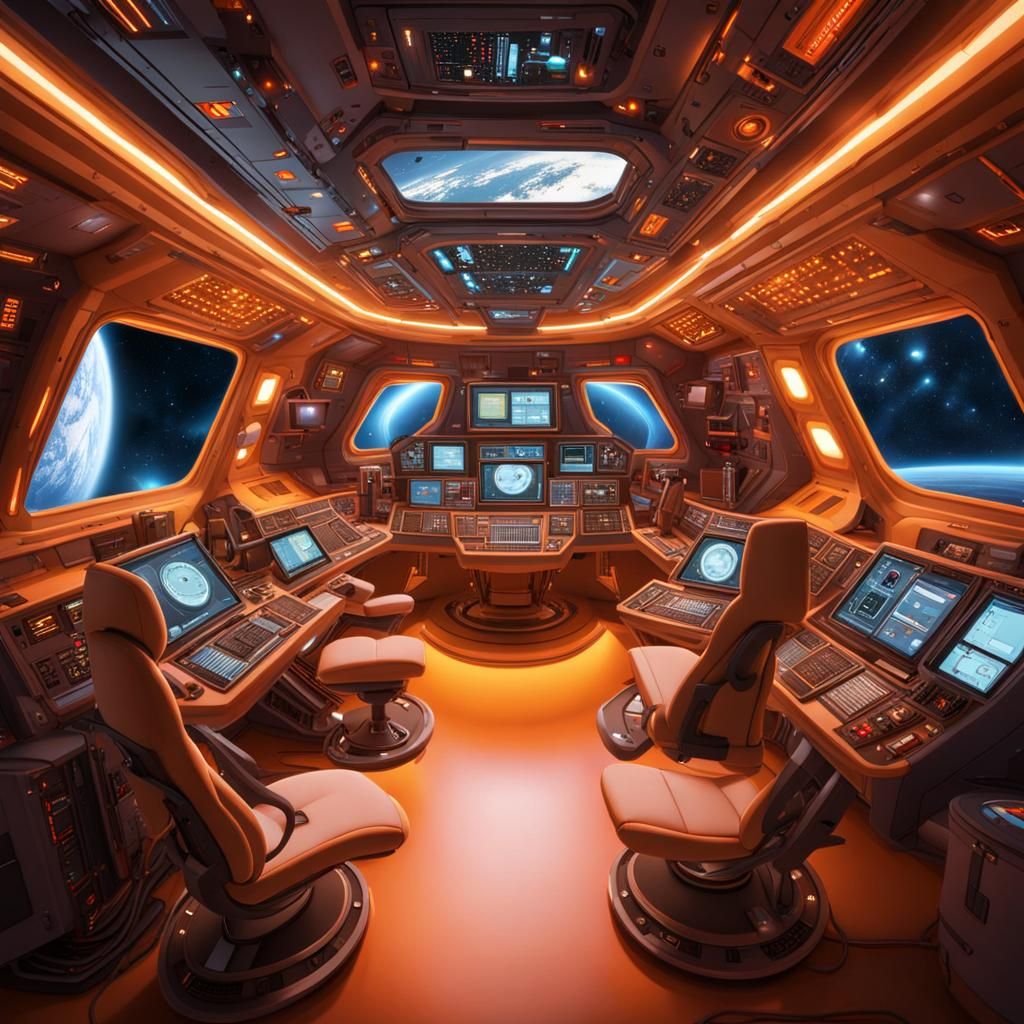 Spaceship Interior: Astronauts in Zero-Gravity, Digital Pain...