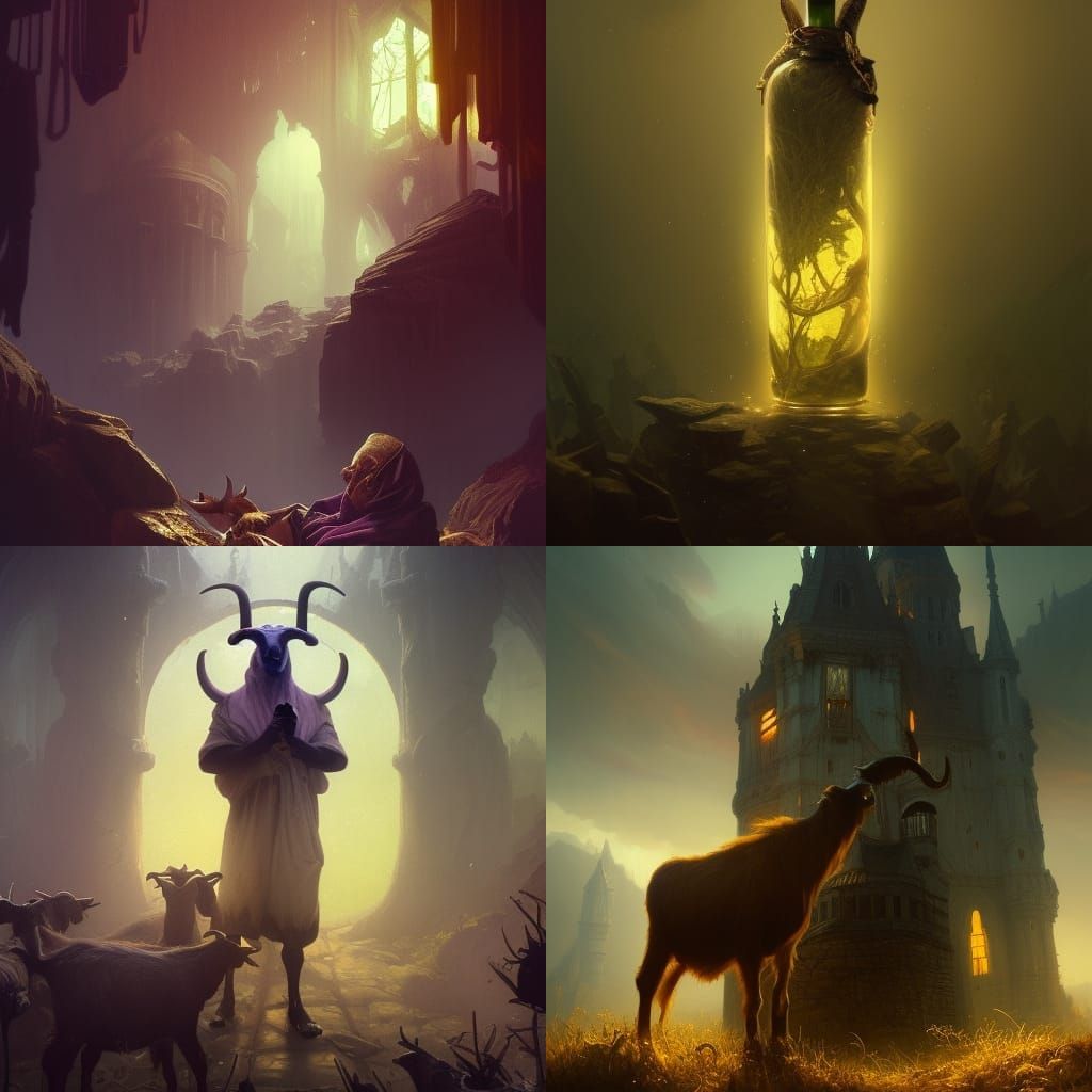 Goat in a Bottle: Dark Fantasy Concept Art