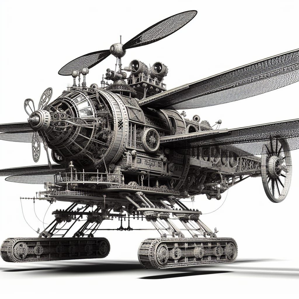 Steampunk Dragonfly Hovercraft 3D Render