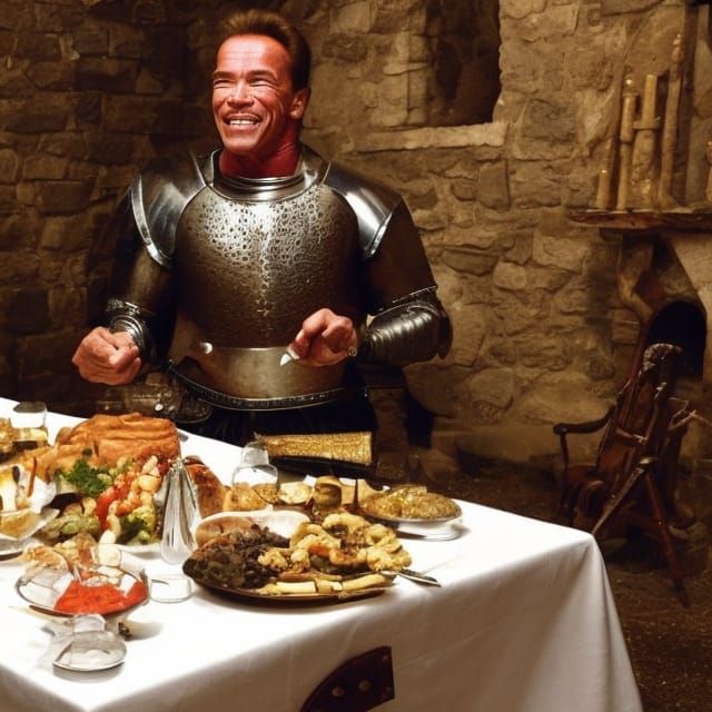 Arnold Schwarzenegger at a Medieval Feast