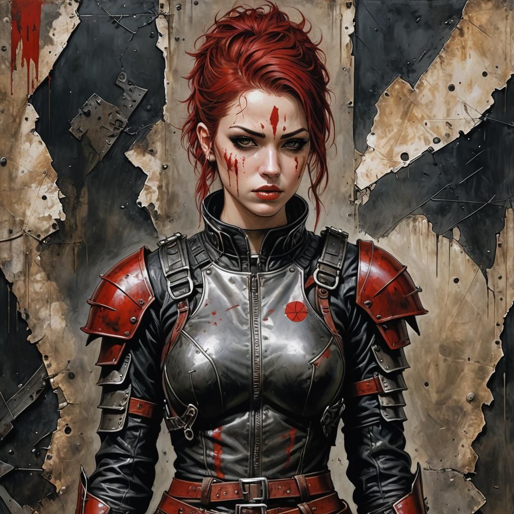 Post-Apocalyptic Mutant Woman in Leather Armor