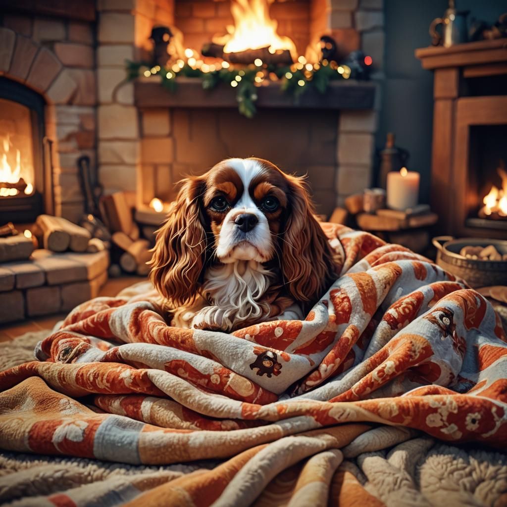 Cozy Cavalier King Charles Spaniel in Pixar Style