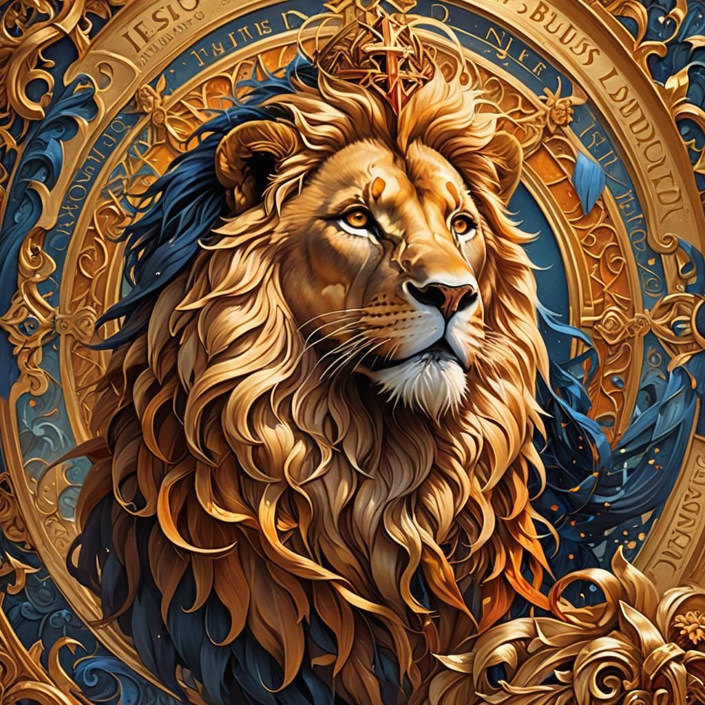 Jesus Is Lord: Lion and Cross, Digital Art