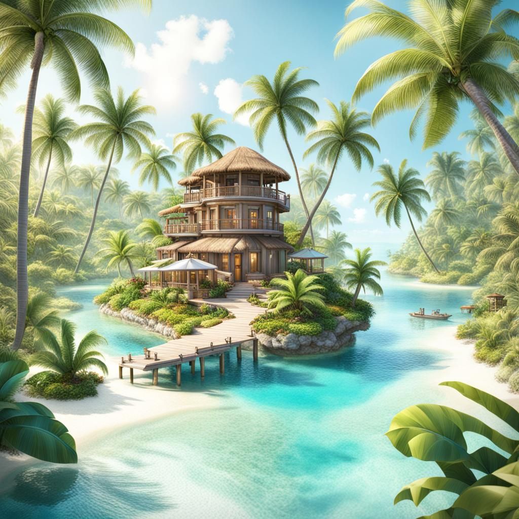 AI-Generated Paradise Island Oasis