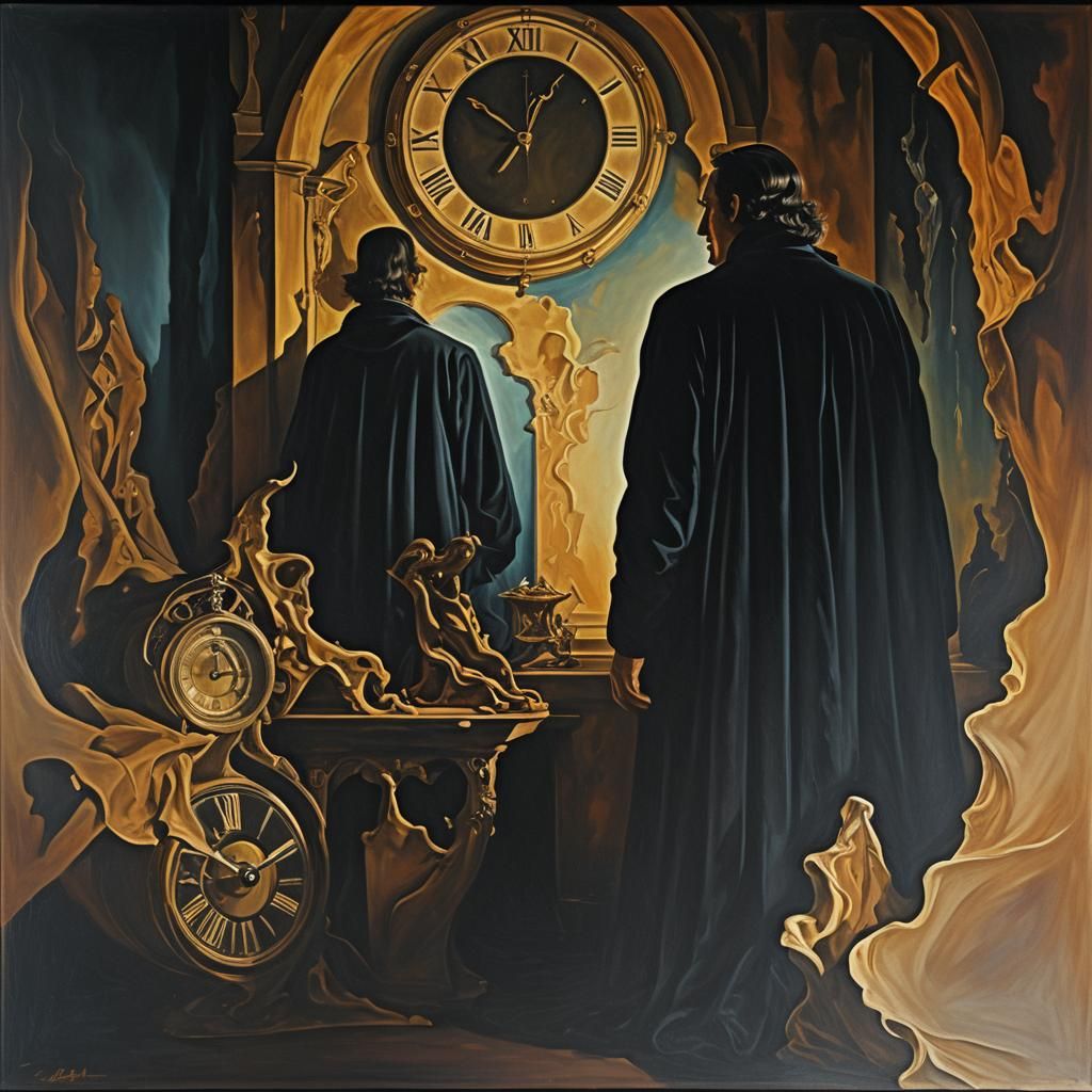 Mysterious Figure in Shadows: Surreal Oil Painting