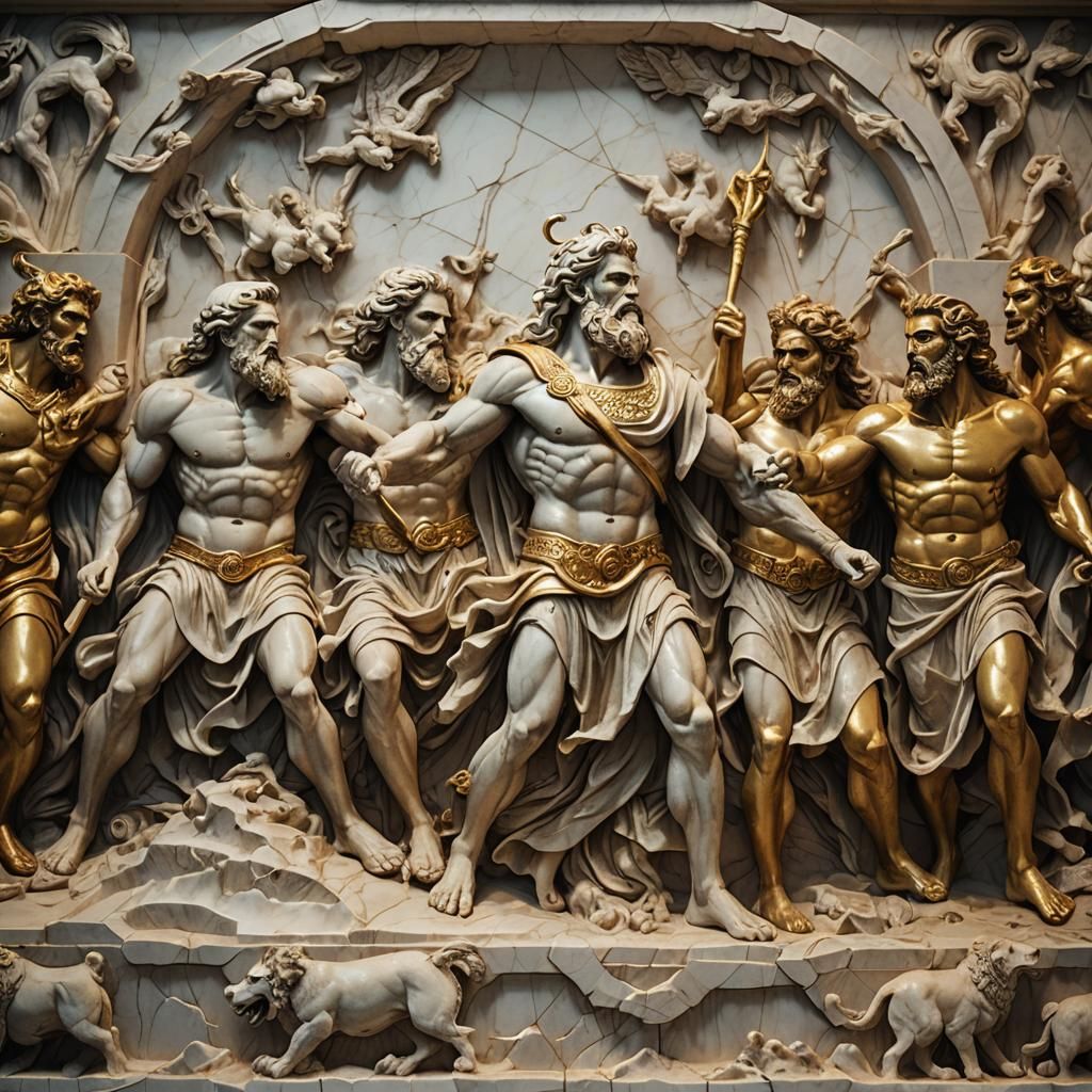 Zeus, Poseidon, Hades Defeat Titans: Minoan Relief