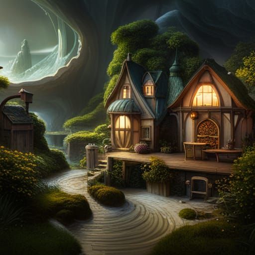 Fantastical Miniature Fairy Garden in Deep Color