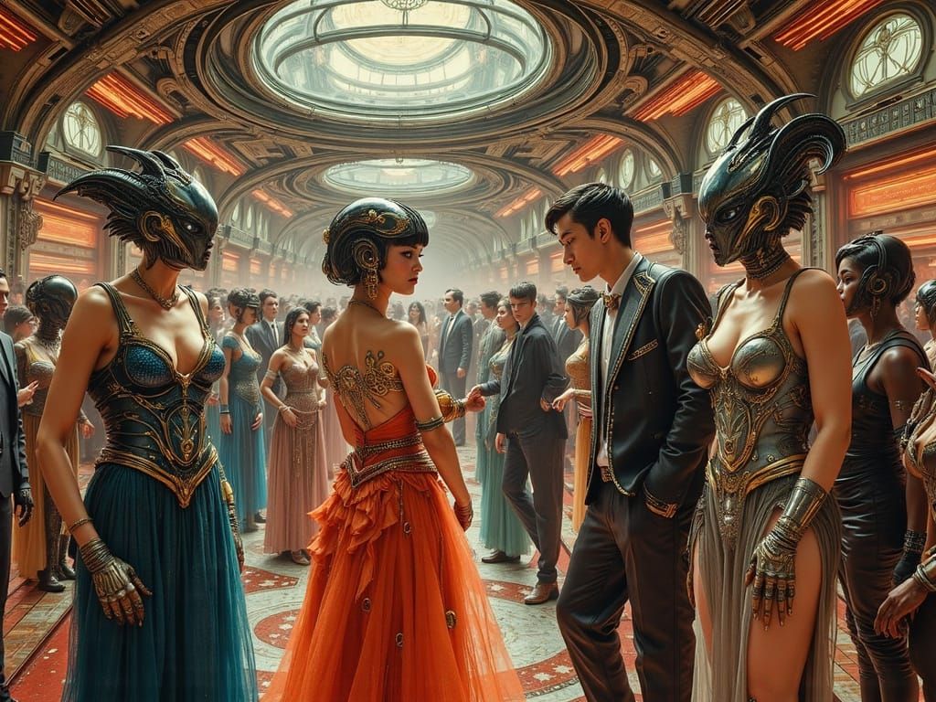 Extravagant Space Station Party in Art Deco Style