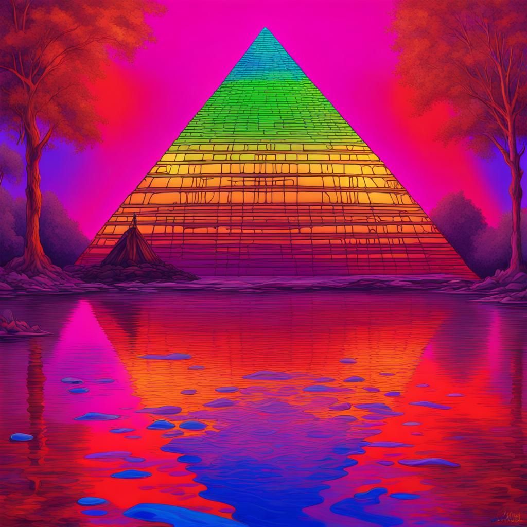 Fluorescent Pyramids in Pre-Raphaelite Blacklight Art
