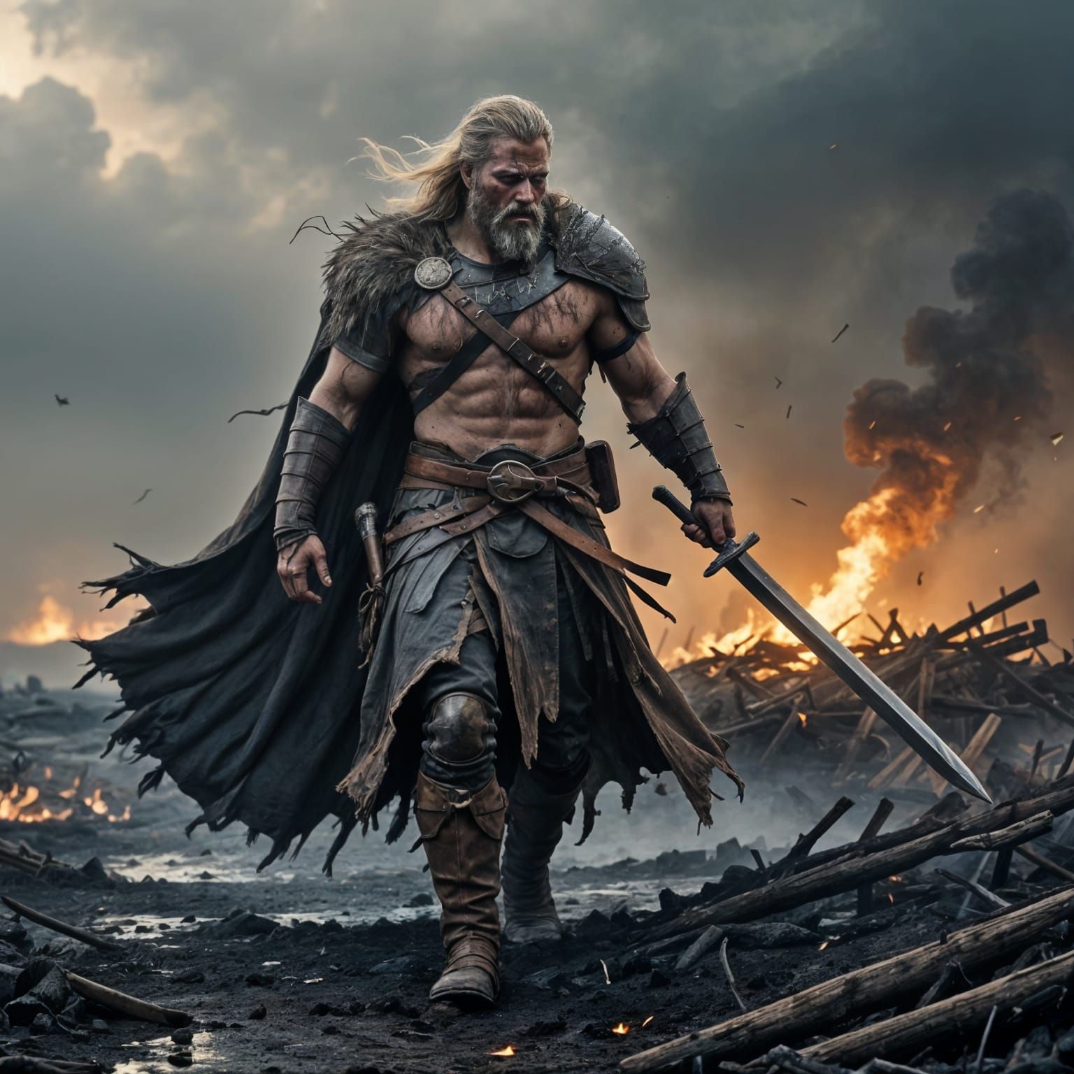 Viking Warrior Leaving Battlefield