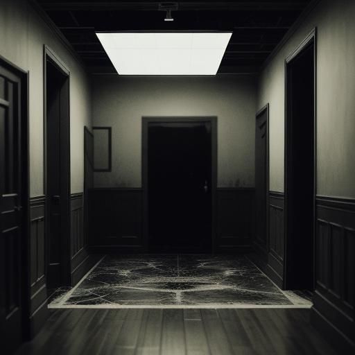 Eerie Hallway: Big-Eyed Spiders in a Cinematic Film Still