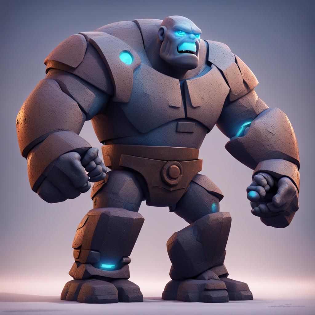 Golem Concept Art in 3D Style